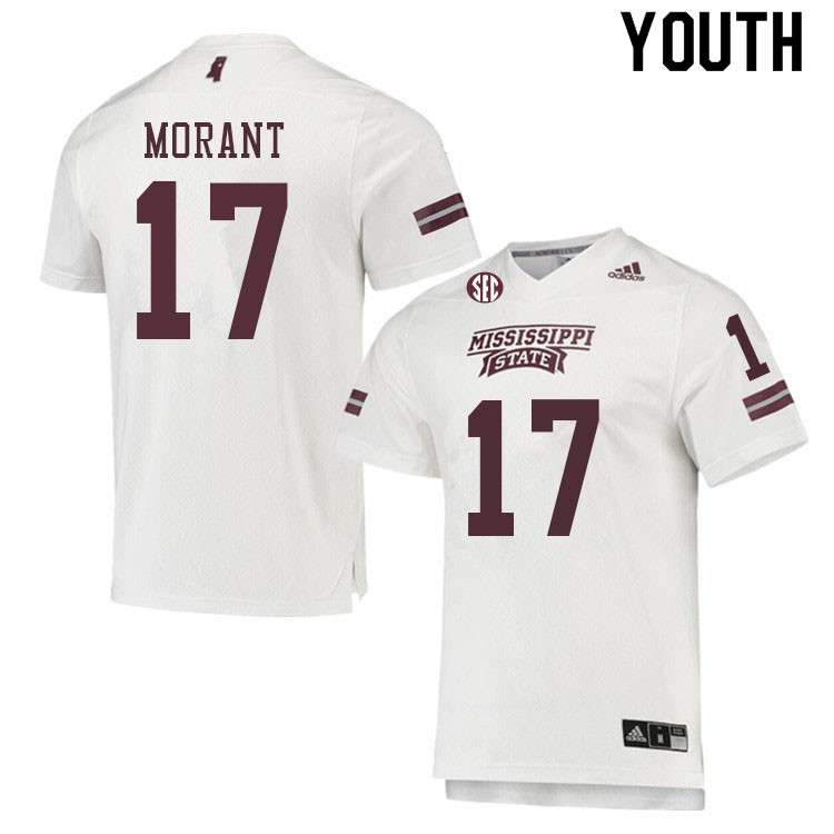 Youth #17 Jordan Morant Mississippi State Bulldogs College Football Jerseys Sale-White - Click Image to Close